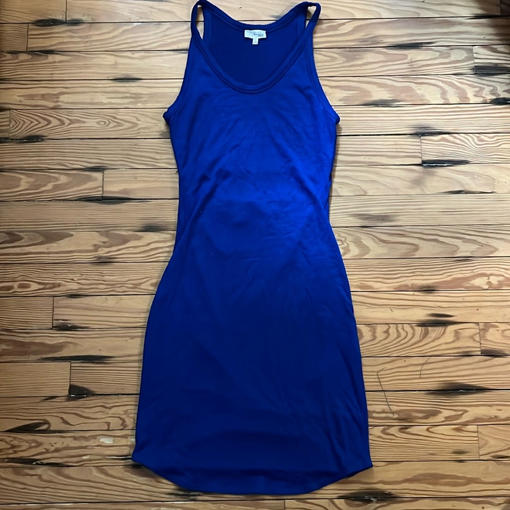 Aritzia Wilfred Free Blue Midi Dress with Back Slit
